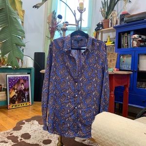 blue paisley banana republic dillon button up